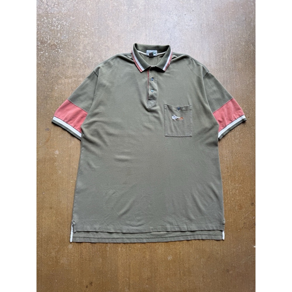 Vintage Chemise Lacoste Polo Shirt Mens Tennis Racquet Embroidery (XL) Two Tone